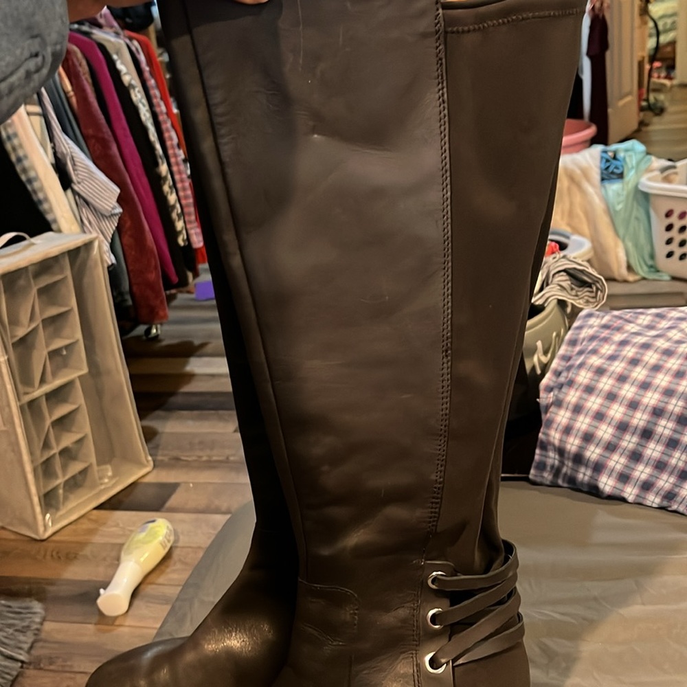 Vince Camuto Tall Knee-High Riding Boots in Dark Brown - Picture 6 of 7